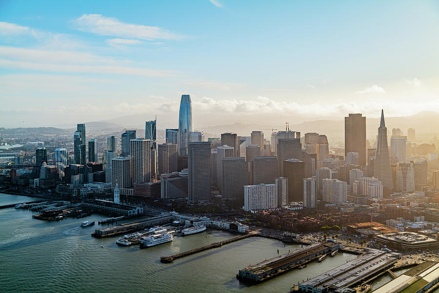 Architecture Photograph - Embarcadero San Francisco Skyline Day Time Aerial Photo by Cavan Images / Toby Harriman