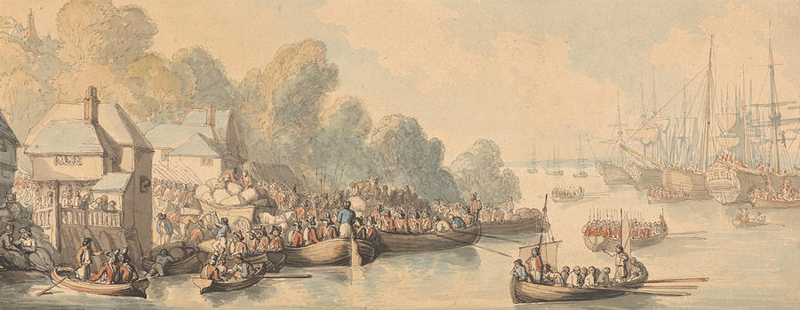 Embarkation at Southampton, June 20th 1794 Drawing by Thomas Rowlandson