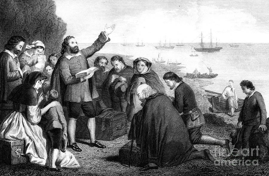 Embarkation Of The Pilgrim Fathers Drawing by Print Collector