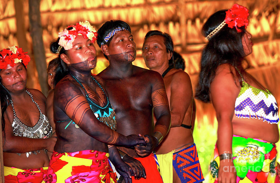 Embera Couples Dance in Panama Photograph by John Rizzuto