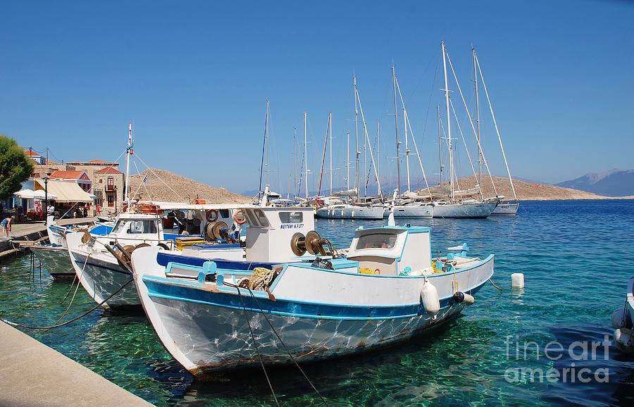 Emborio Harbour Boats On Halki Photograph