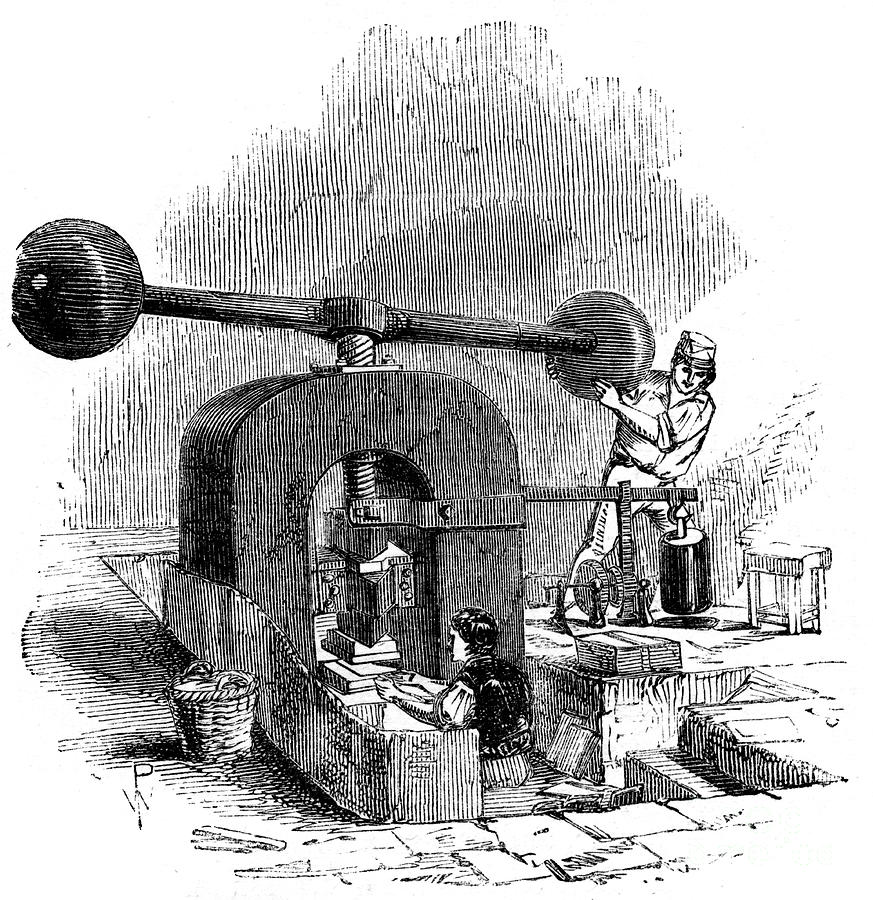 Embossing Press, 1886 Drawing by Print Collector