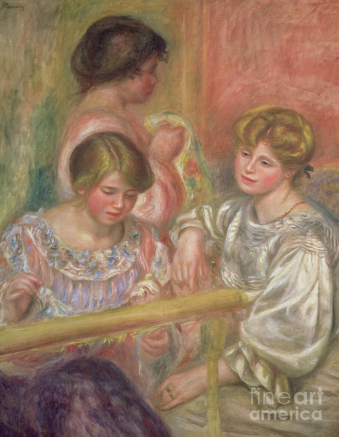 Embroiderers, circa 1904 Painting by Pierre Auguste Renoir
