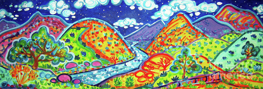 Embudo Valley Nightfall Painting by Rachel Houseman