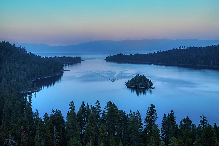 Emerald Bay and Fannette Island at Sunset Photograph by Andy Konieczny