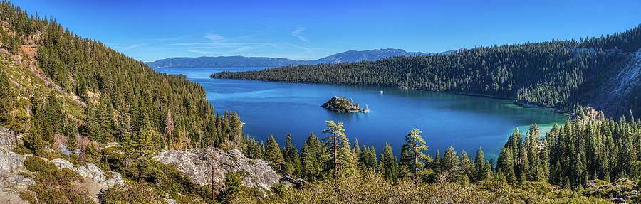 Emerald Bay and Fannette Island Panorama Photograph by Andy Konieczny