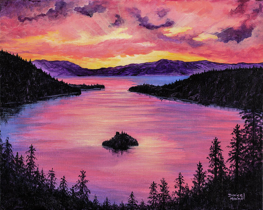 Emerald Bay Sunset Painting by Darice Machel McGuire