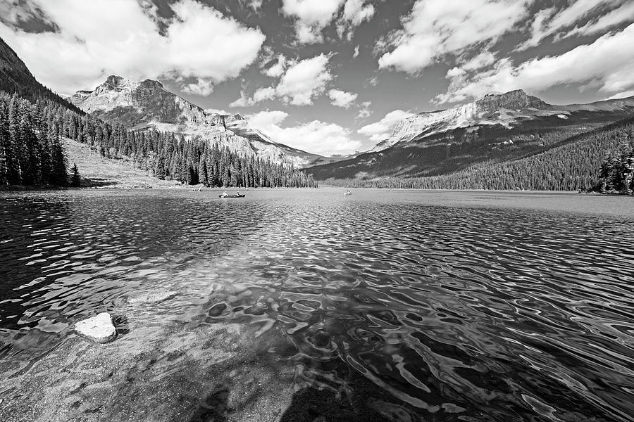 Emerald Lake Blue Water Yoho National Park Banff British Columbia Black and White Photograph by Toby McGuire