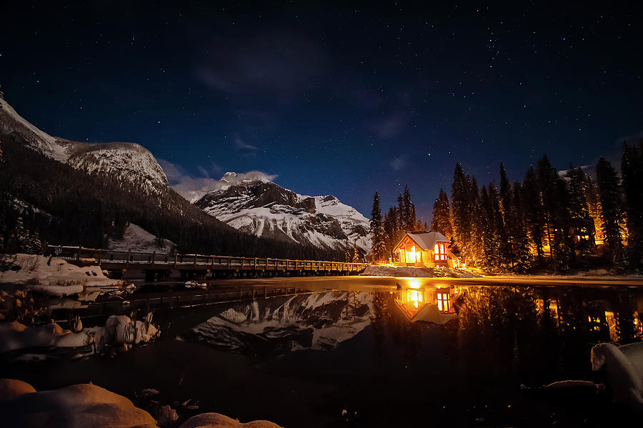 Emerald Lake Lodge at Night Photograph by Shawna and Damien Richard ...