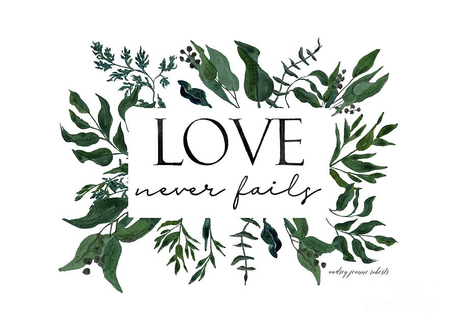 Typography Painting - Emerald Wild Forest Foliage 2 Watercolor by Audrey Jeanne Roberts