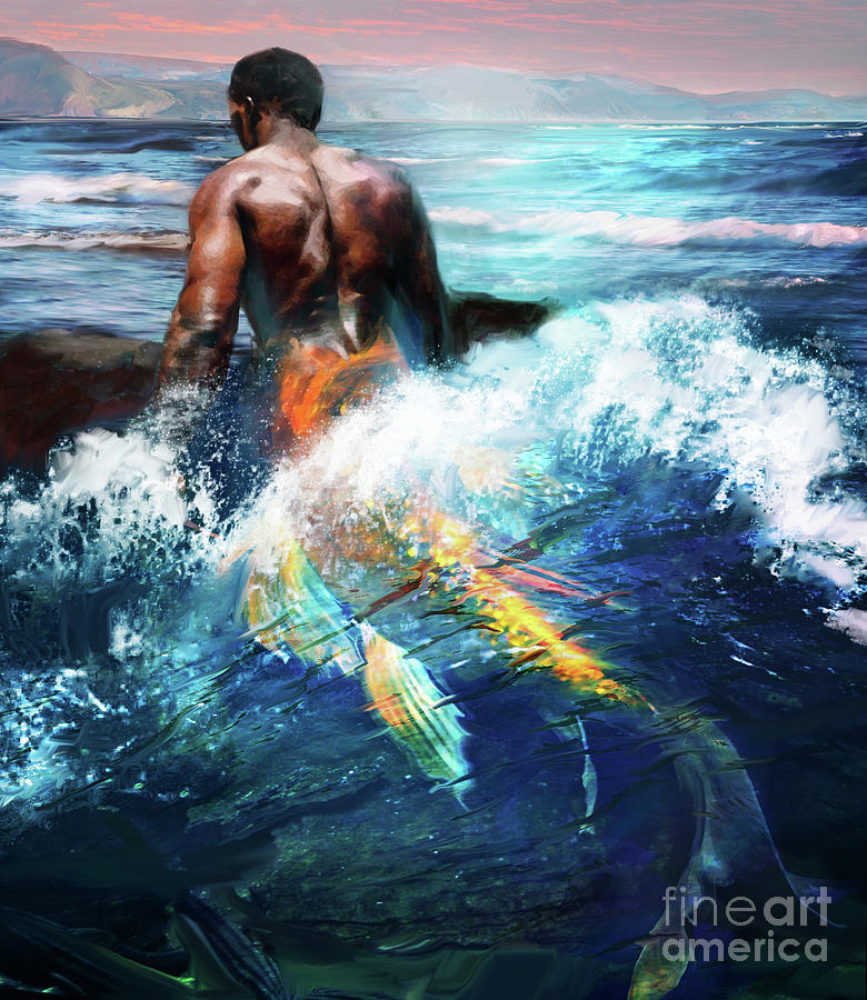 Mermaid Digital Art - Emerge from the Blue by Marissa Maheras
