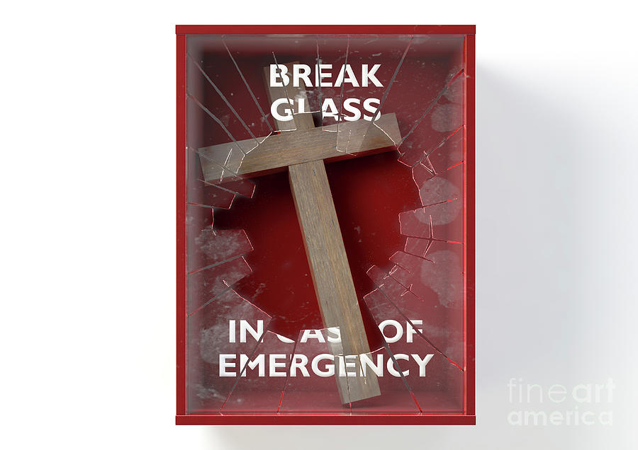 Emergency Red Box With Crucifix Digital Art