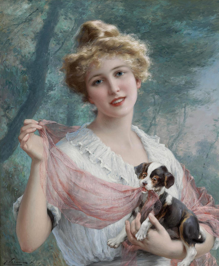  The Mischievous Puppy Painting by Emile Vernon