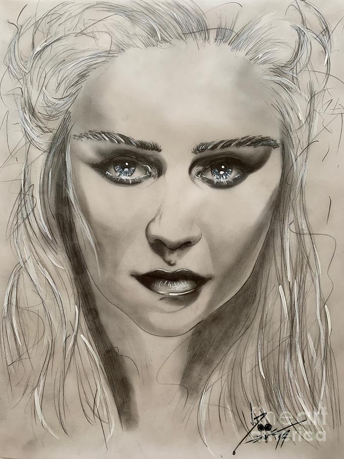 Emilia Clarke Drawing by John Creekmore