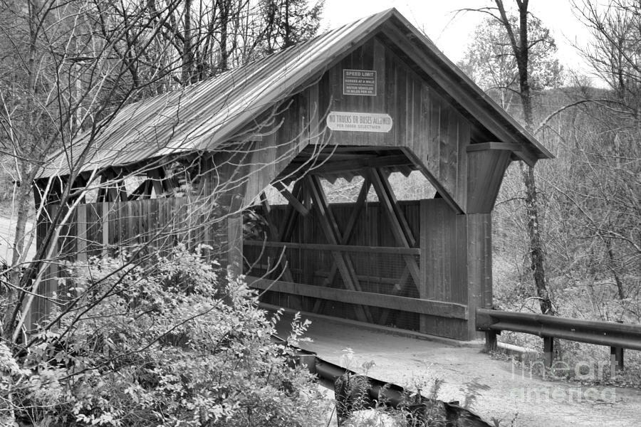 Emilys Covered Bridge Black And White Photograph by Adam Jewell