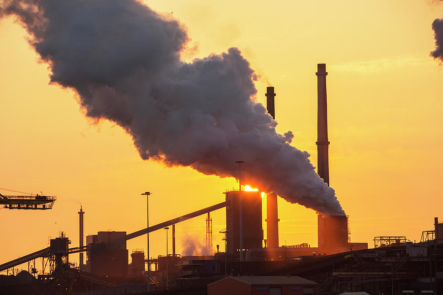 Emissions From A Tata Steel Works In Ijmuiden, Netherlands, At Sunset.  Photograph by Cavan Images - Fine Art America