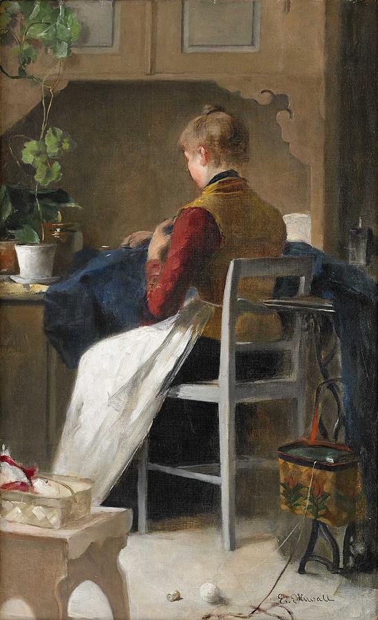 EMMA EKWALL 1838-1925 Sewing in Daylight Painting by Celestial Images ...