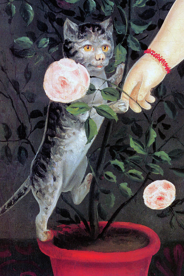 Emma Homan and Cat Painting by John Bradley
