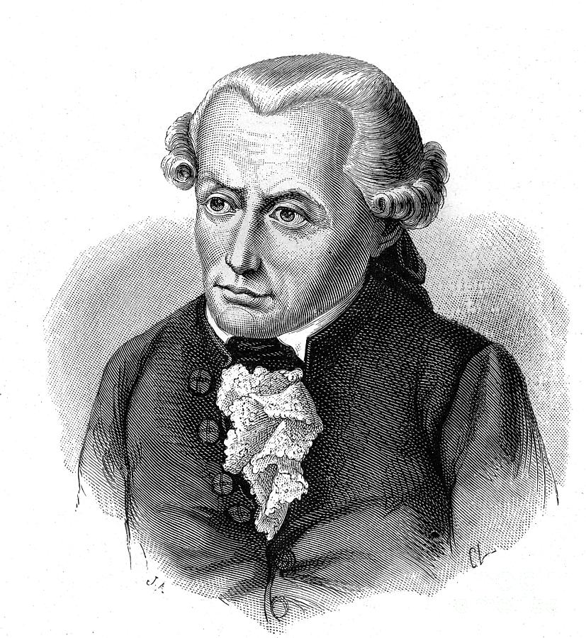 Emmanuel Kant, German Philosopher, Engraving Drawing by European School