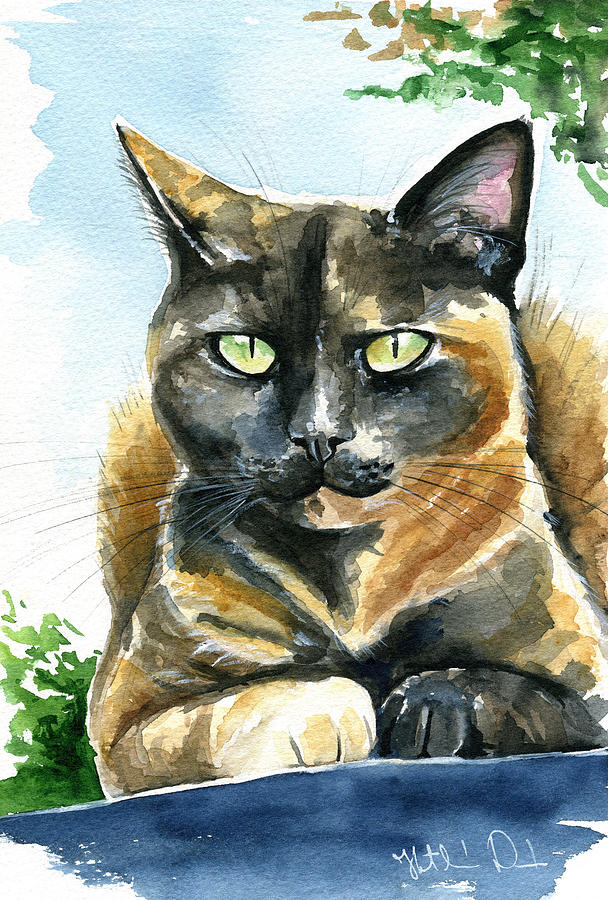 Emmy Tortoiseshell Cat Painting Painting by Dora Hathazi Mendes