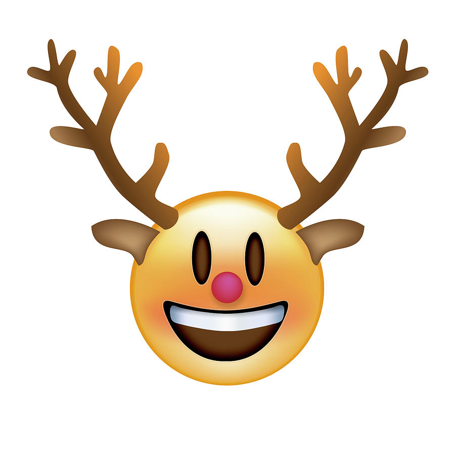 Emoji Big Smile Reindeer Digital Art by Ali Lynne