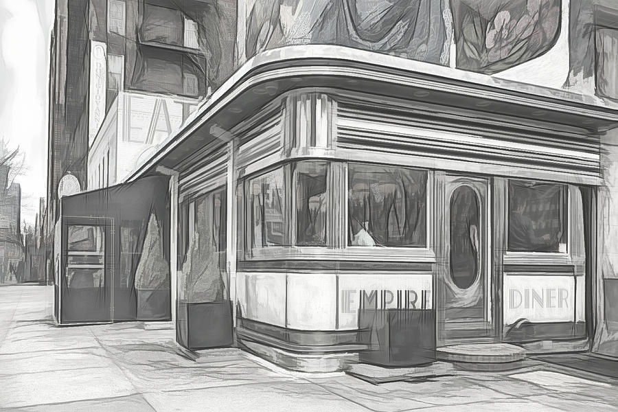 Empire Diner Sketch Digital Art by Alison Frank