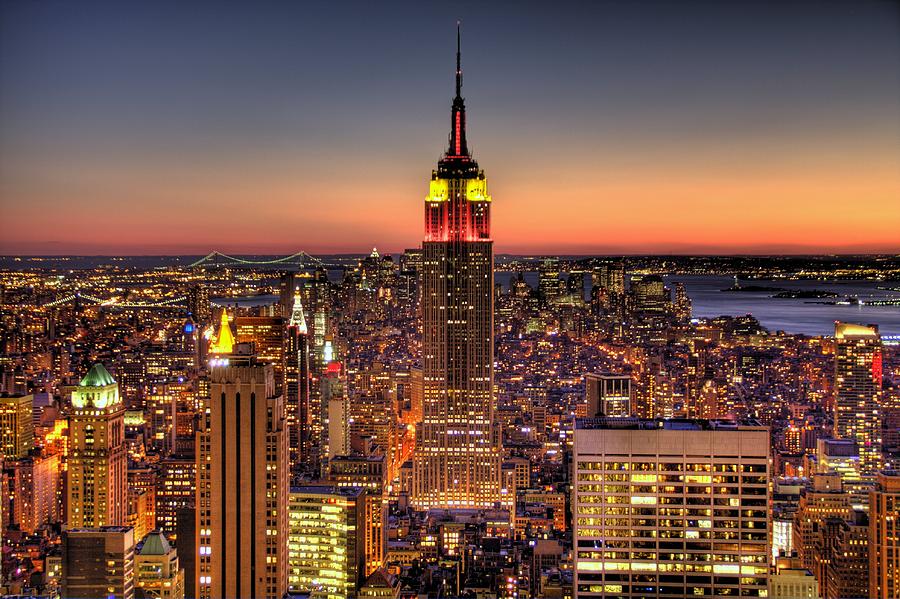 Empire State Building During Twilight Photograph by Through The Lens