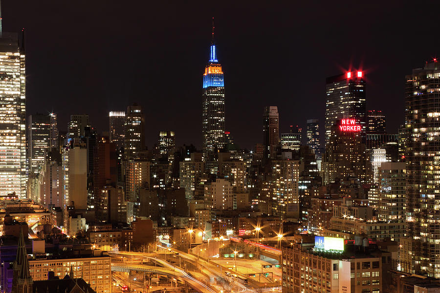 Empire State Building In Blue Orange Photograph by Arata Photography
