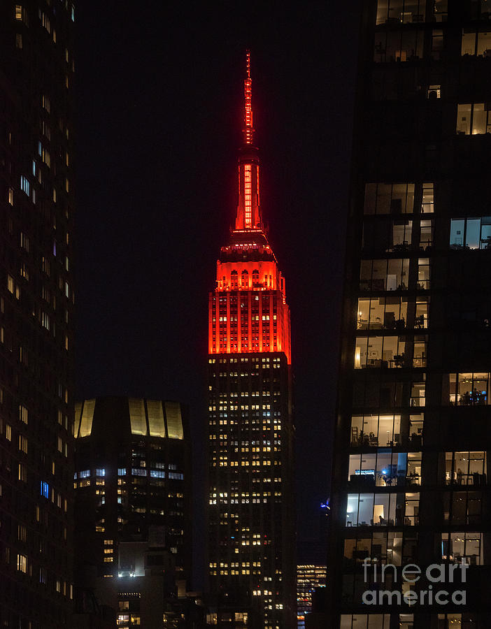 Empire State Building Lit Up For Mars Perseverance Landing Photograph by Nasa/emma Howells/science Photo Library