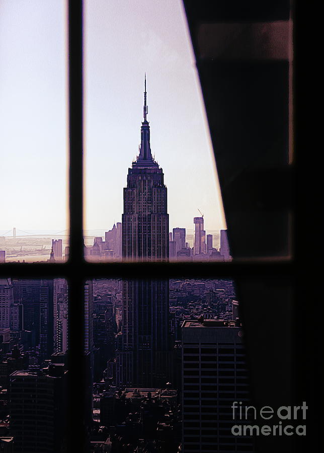 Empire State Building Window View  Digital Art by Chuck Kuhn