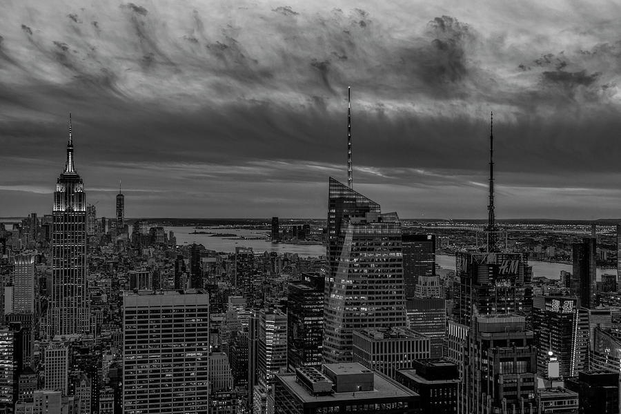 Empire State Building World Trade Center  NYC BW Photograph by Susan Candelario