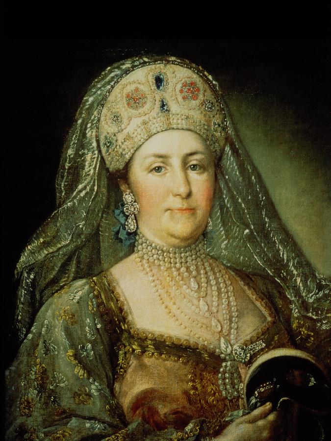 Empress Catherine the Great in Russian costume. STEFANO TORELLI . CATALINA II LA GRANDE. Painting by Album