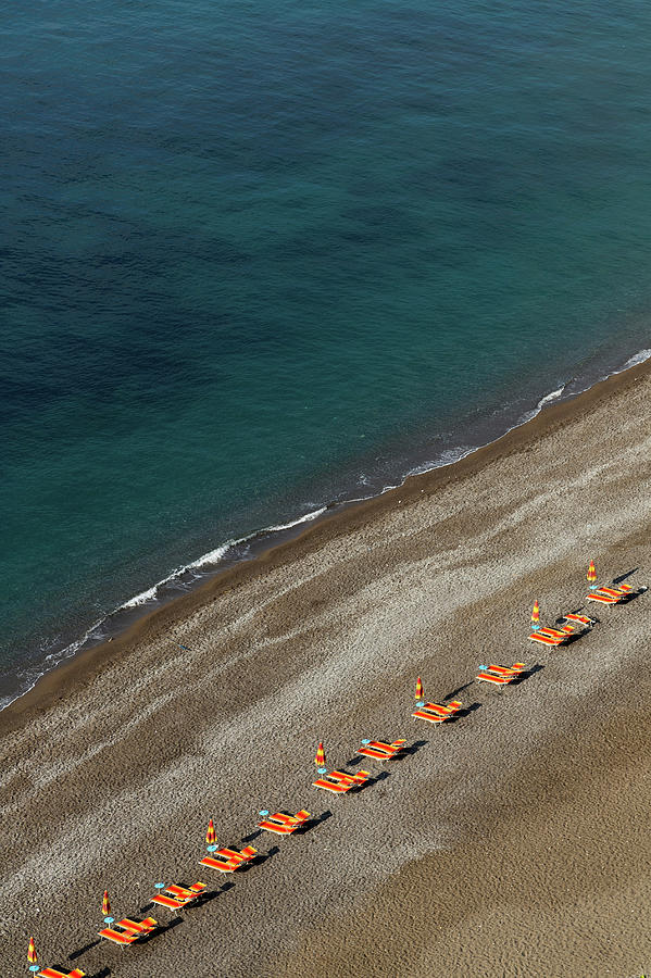 Empty Beach Chairs On Positano Beach Photograph by Lost Horizon Images