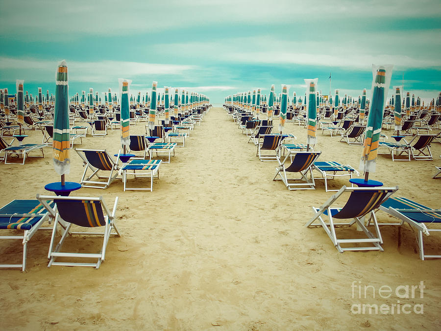 Bad Photograph - Empty Beach Scenery With Deckchairs And by Anastazzo Bad Photograph - Empty Beach Scenery With Deckchairs And by Anastazzo