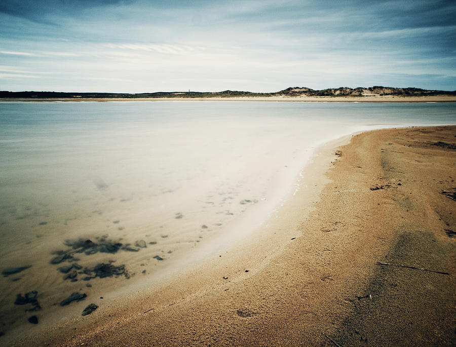 Empty Beach With Vintage Tone Photograph by Ramón Espelt Photography