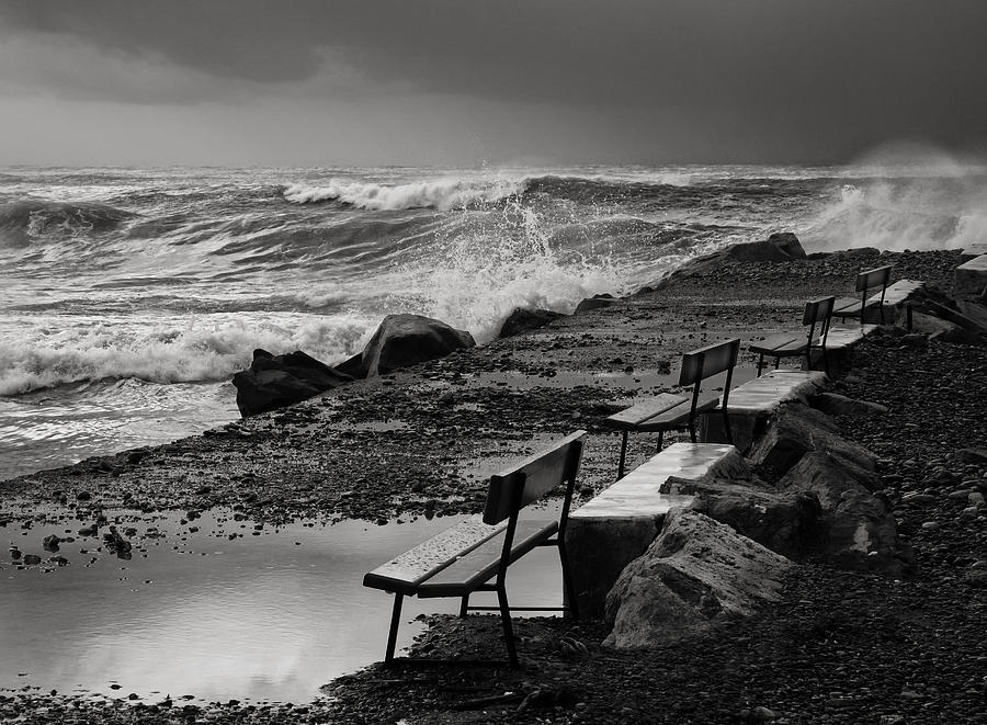 Swell Photograph - Empty Benches by Marco Bianchetti