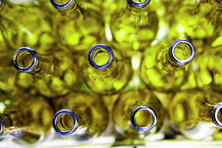 Empty Bottles Of Wine In A Bottling Factory Photograph by Leo Gong