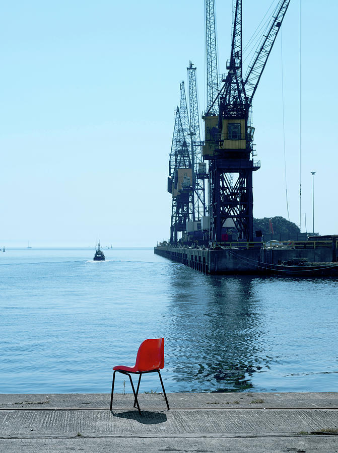 Empty Chair On Shipyard Dock Digital Art by Charlie Fawell - Pixels