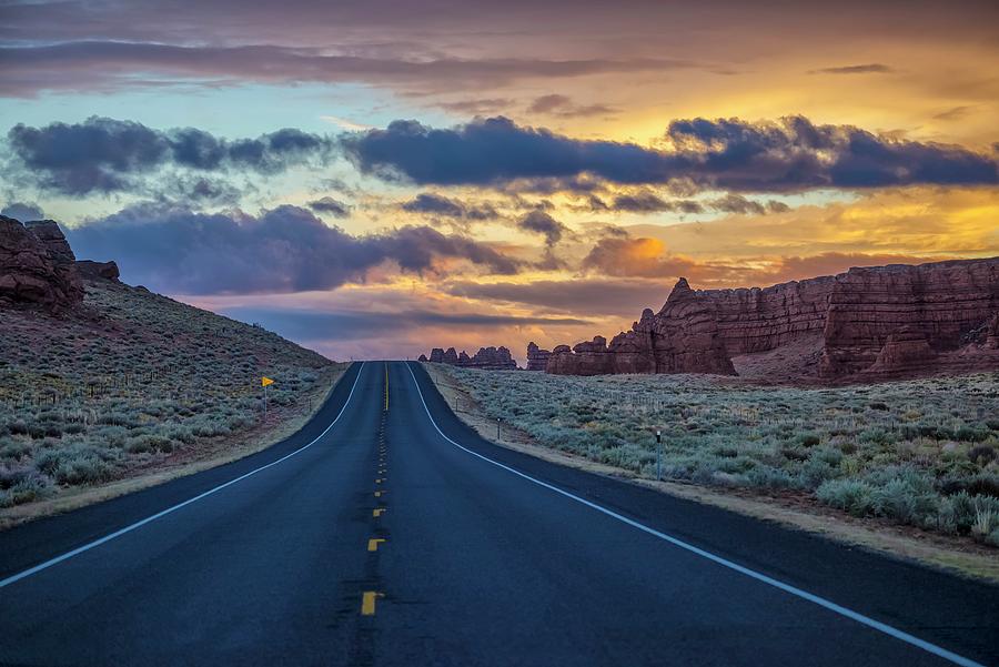 Empty Highway, Utah Digital Art by Heeb Photos