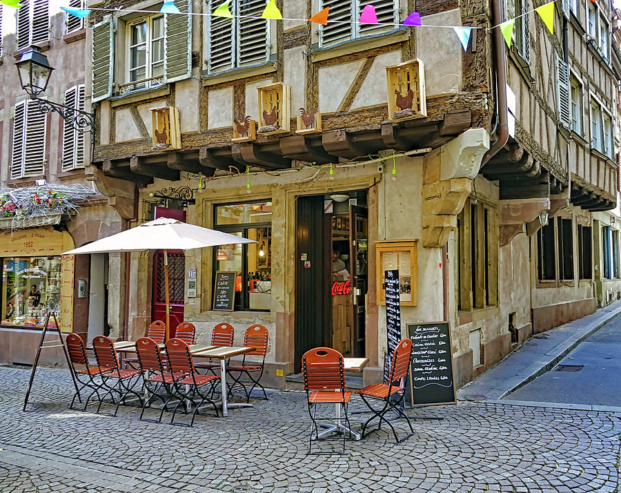 Empty Little Cafe On The Corner In Strasbourg France Photograph By Rick Rosenshein