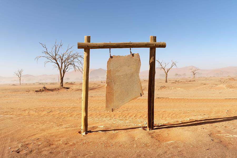 Nature Photograph - Empty Sign Board From Stone In Namib by Ivan Kmit