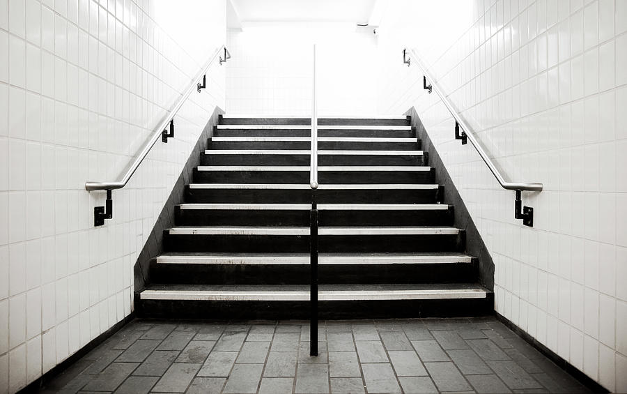Empty Stairwell Fading To White Photograph by Thomas Northcut