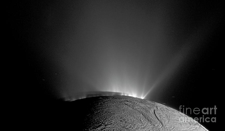 Enceladus Polar Geysers Photograph by Nasa/jpl-caltech/space Science Institute/science Photo Library