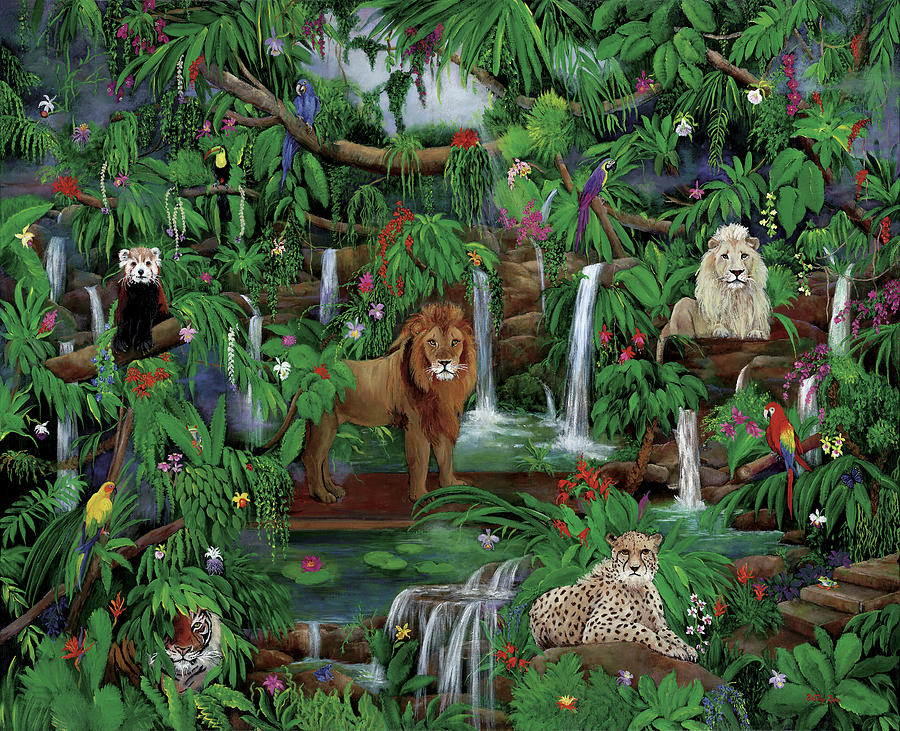 Wildlife Painting - Enchanted Jungle by Betty Lou