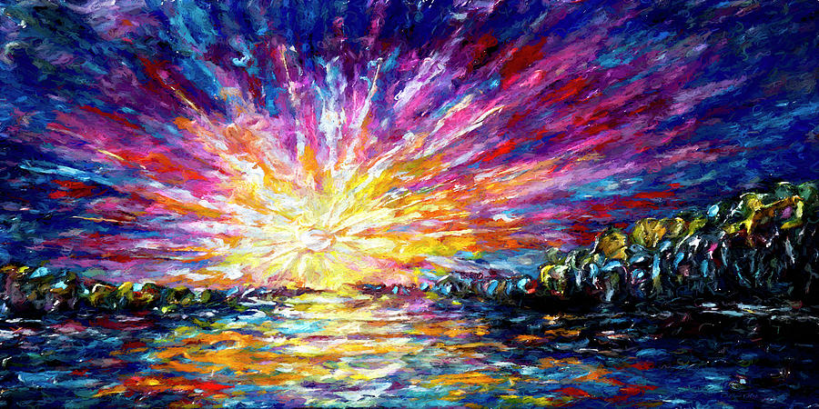 Enchanted Sunrise  Painting by Lena Owens - OLena Art Vibrant Palette Knife and Graphic Design