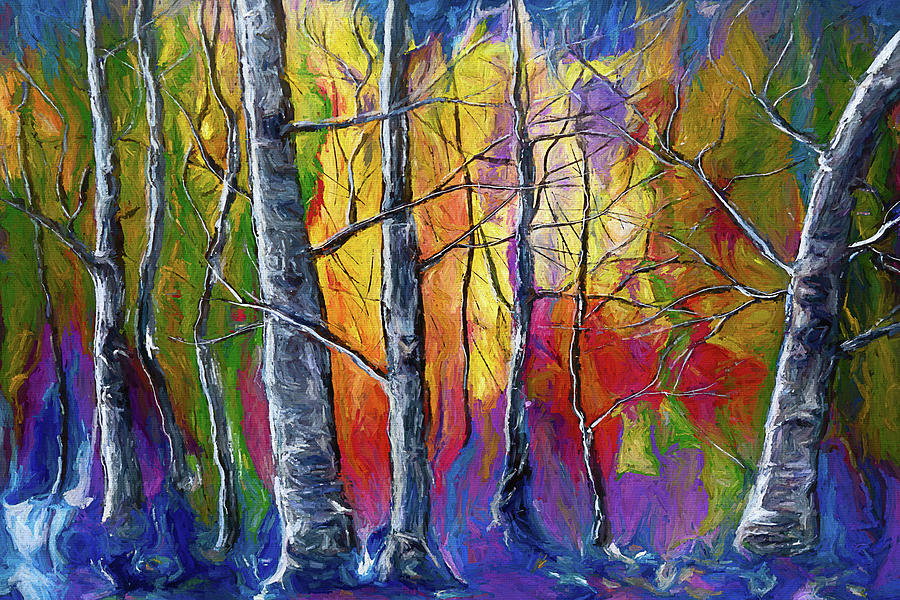 Enchanted Universe Sunset Forest Painting by OLena Art - Lena Owens Enchanted Universe Sunset Forest Painting by OLena Art - Lena Owens