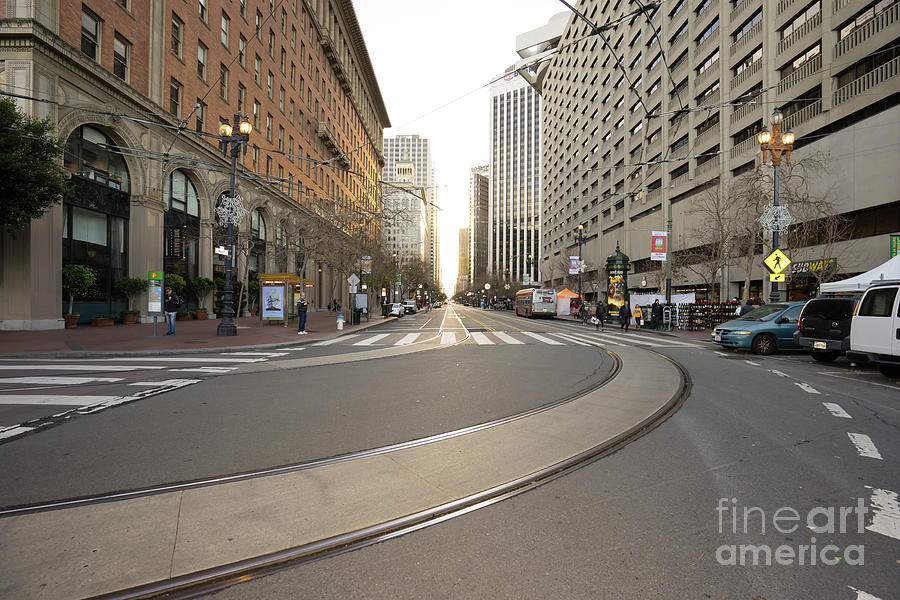 End of Market Street at San Francisco Embarcadero Looking Towards The Setting Sun DSC6895 Photograph by Wingsdomain Art and Photography