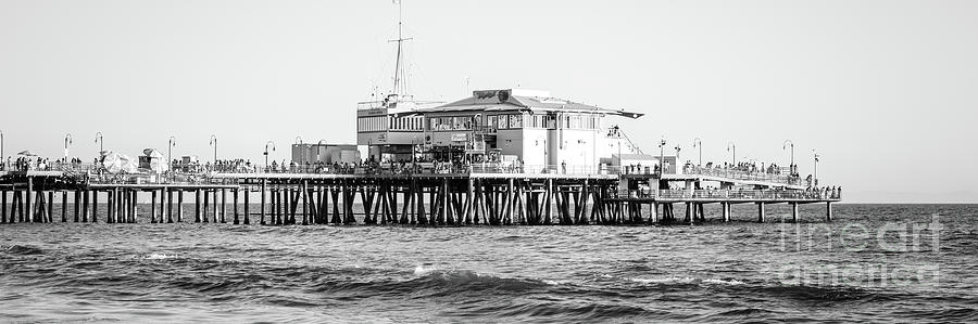 End of Santa Monica Pier Black and White Panorama Photo Photograph by Paul Velgos