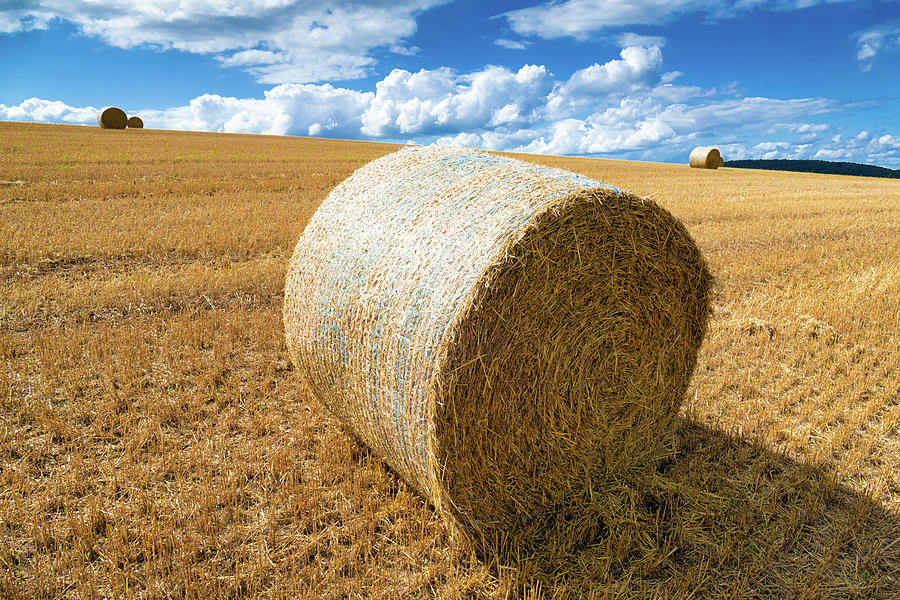 End of Summer Landscape with Hay Rolls Photograph by Matthias Hauser