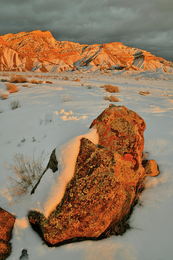 End of the Day at Snow Covered Book Cliffs Photograph by Ray Mathis